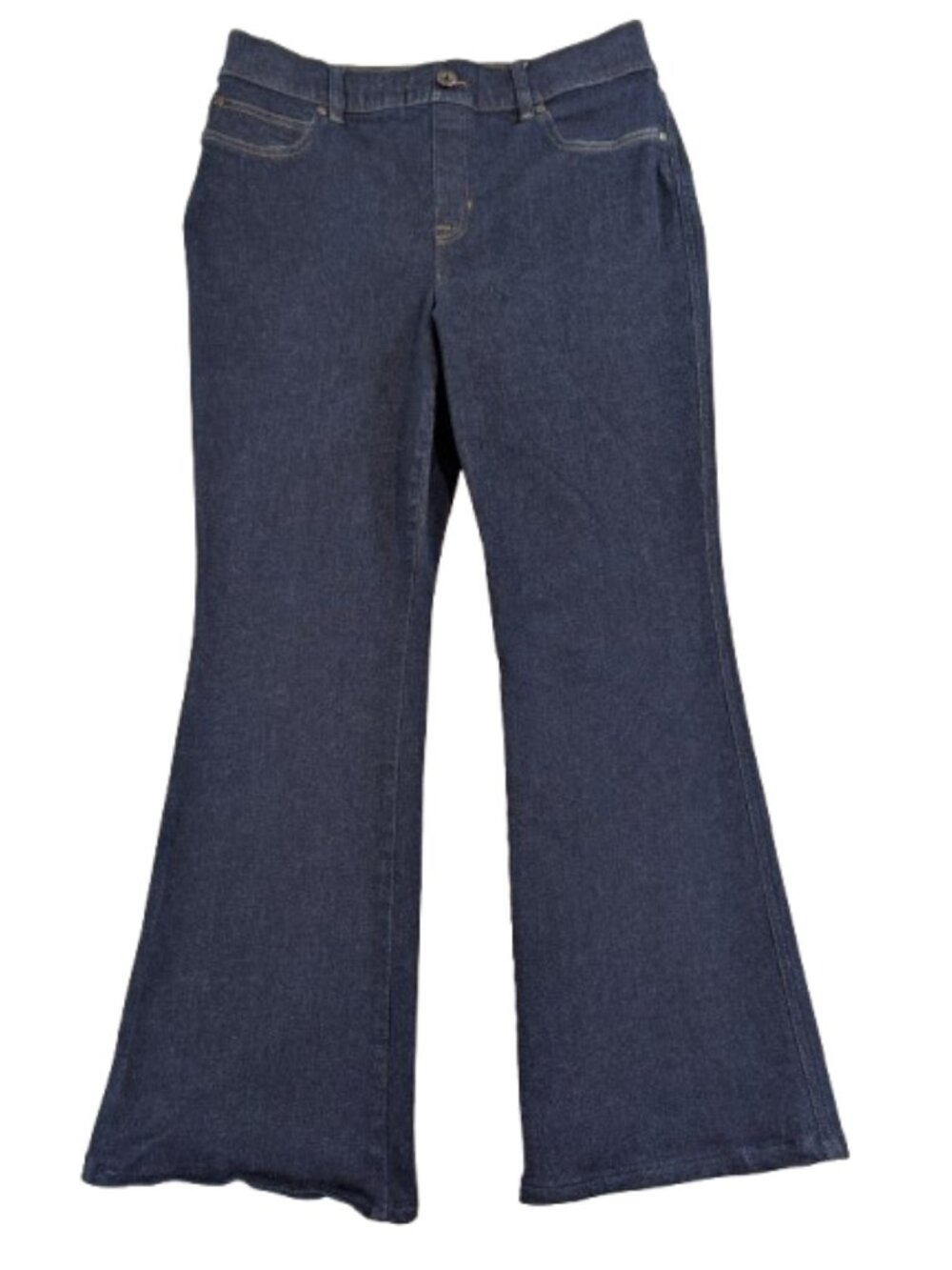 SPANX Flare Jeans Raw Indigo XL High Rise Pull On Stretch | ‎ 21266Q | READ